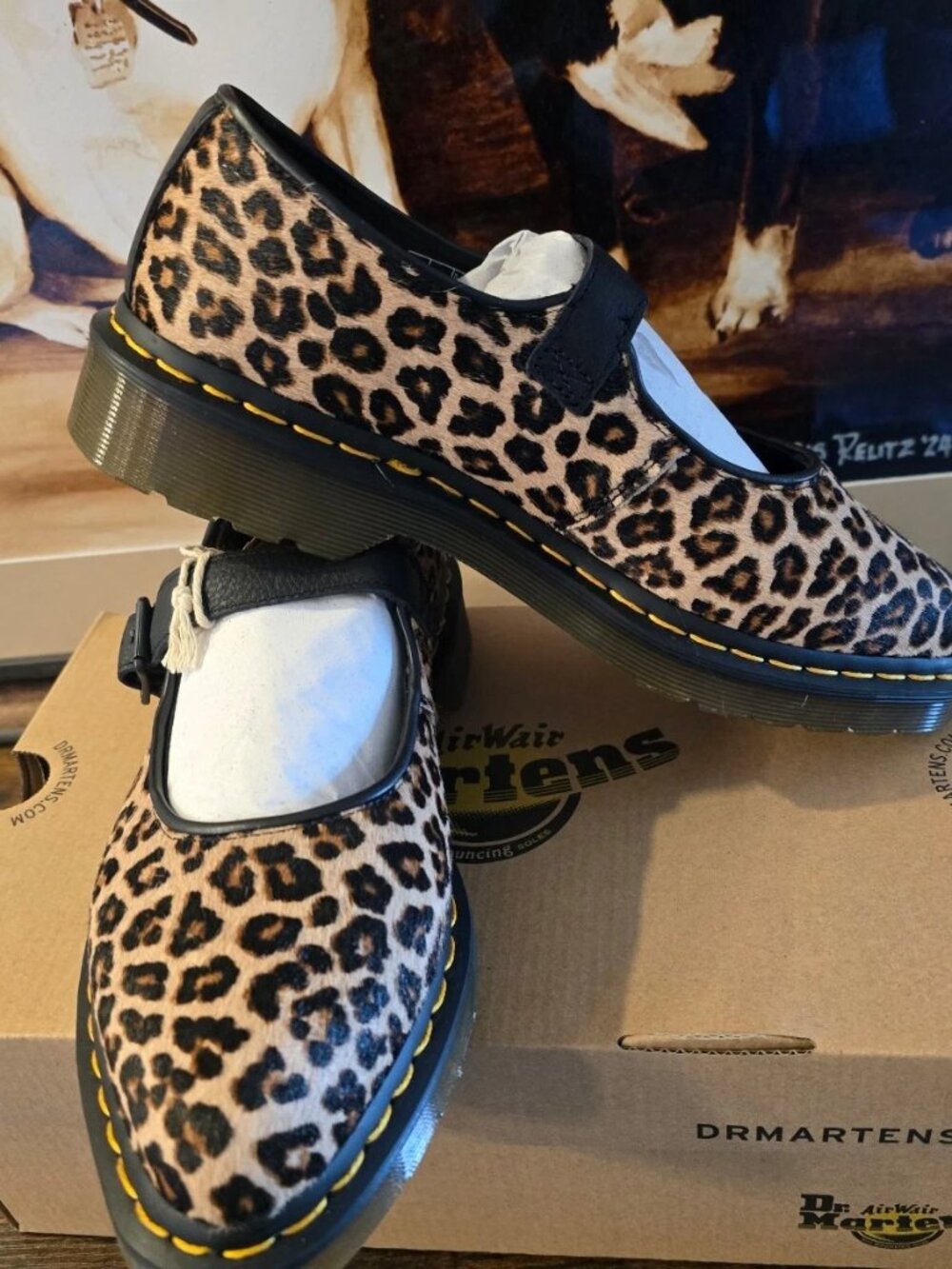 Dr Martens Leopard Print Elphie Mary Jane Women's Size 8 US Shoes Loafers NEW